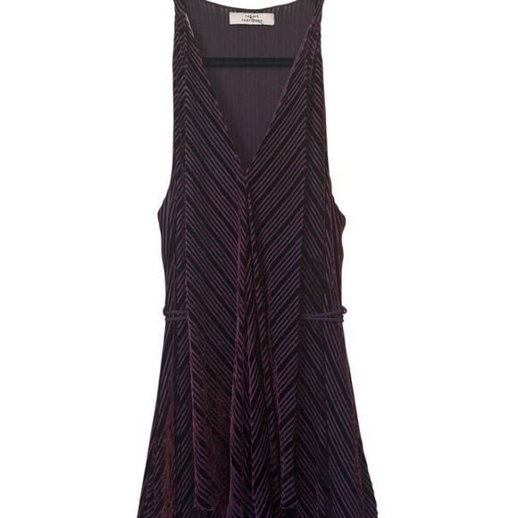 Robert Rodriguez Burgundy Striped Velvet Burnout Asymmetric Hem Maxi Dress Sz 10 - Picture 4 of 13